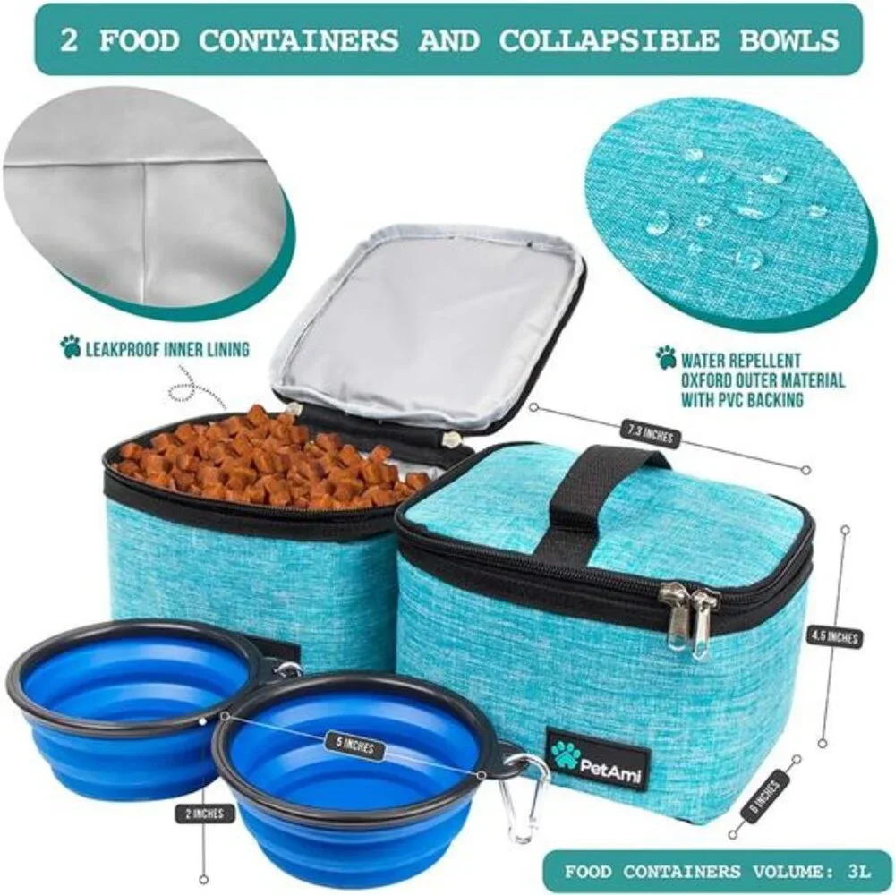 Dog Travel Bag, Travel Pet Bag Organizer,Dog Food Travel Bag with Food Container